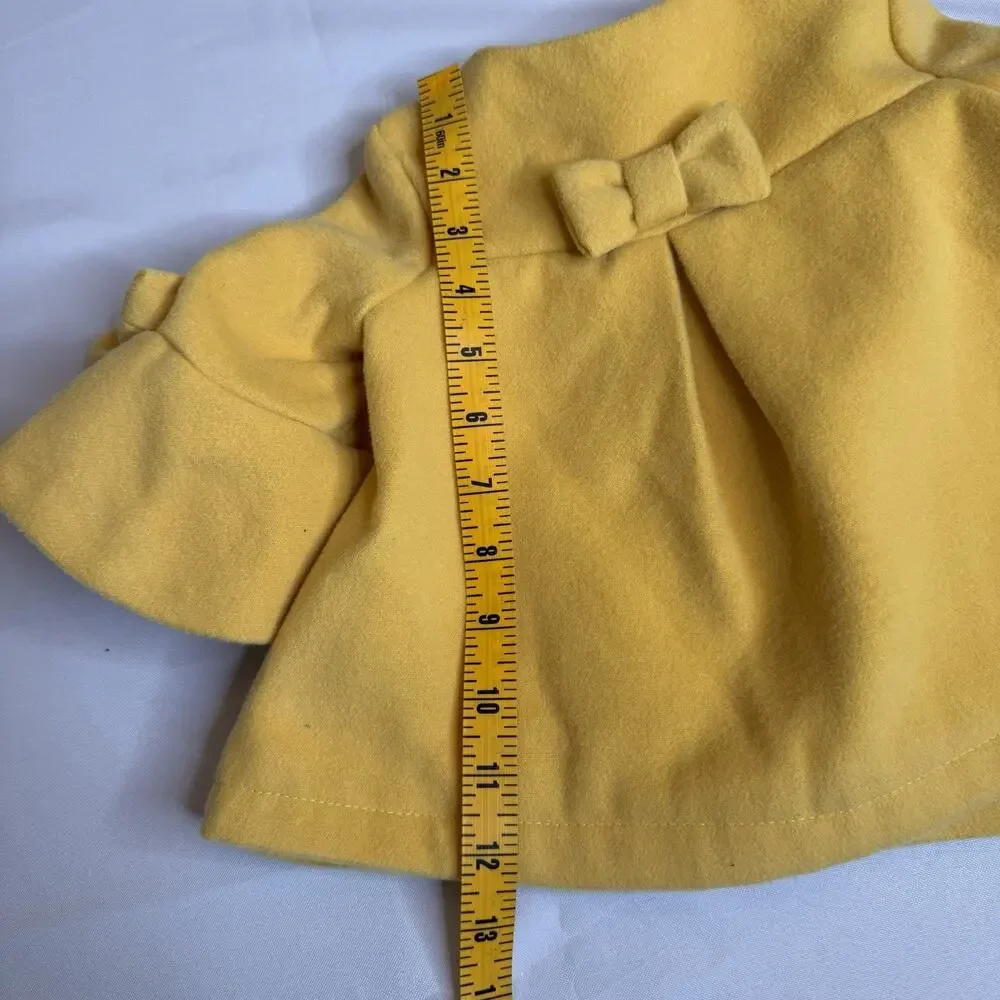 Max Studio Girls Pea Coat Yellow Size 12 Months Bell Sleeves With Bows